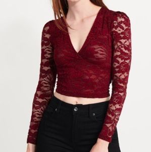 3/$20- Dynamite Burgundy Lace Crop Trop